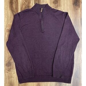 Mizzen+Main Quarter Zip Sweater Mens Large Maroon Pullover Long Sleeve Casual